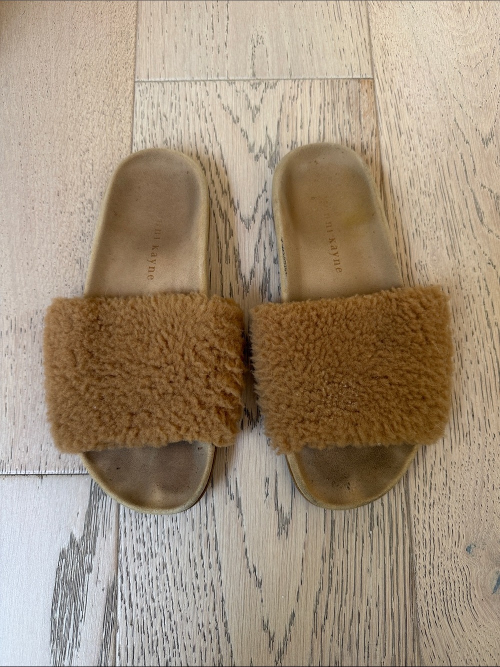Jenni Kayne Tan Faux Shearling Slide Sandals
